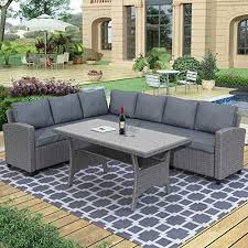 Brand new counter height table and chairs. Merax Outdoor Patio Furniture Set Rattan Wicker Patio Sectional Sofa Garden Poolside Backyard Conversation Set With Cushions Grey Wicker Guide