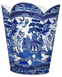 There have been a lot of different companies. Wb1386 Blue Willow Wastepaper Basket