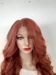 Ginger Light Brown Lace Front Wig Human Hair Blend 14''