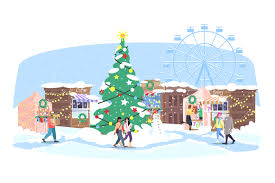 Download Christmas Fair Flat Vector Illustration Graphic By Bsd Studio Creative Fabrica SVG Cut Files