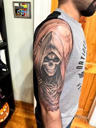 It is a necessary evil designed to combat overpopulation and various other  factors that destabilize the balance of the universe. Grim Reaper  #grimreapertattoo #grimreapertattoo #syracusetattoo