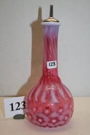 Fenton Stars/stripes Cranberry Opal Barber Bottle
