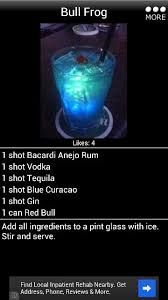 Bull Frog Bacardi Anejo Blue Curacao Shots Cocktail Drinks