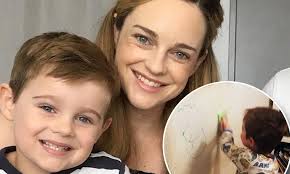 Home and Away Penny McNamee's son Jack, four, scrawls over the walls of  home with a green marker
