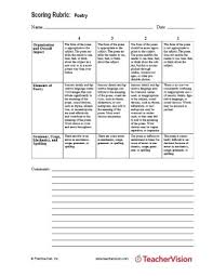 The structure is intentional and elements flow seamlessly together to enhance meaning of message. Scoring Rubric Poetry Printable 6th 12th Grade Teachervision