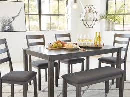 Bridson Dining Table And Chairs With Bench Set Of 6 Ashley Furniture Homestore Dining Room Small Dining Table Chairs Grey Dining Room Table