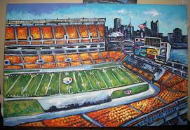 Steelers Football Stadium Painted By Dawn Tarr Sports Painting Football Stadiums Steelers Stadium