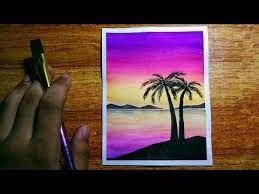 This watercolor sunset painting focuses on a gradient of three. Easy Sunset Watercolor Landscape For Beginners Step By Step Tutorial Painting With Oil Paints
