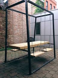 Swingset Table Adds A Fun New Dimension To Your Dining Experience Swing Set Custom Outdoor Table Swing Seat