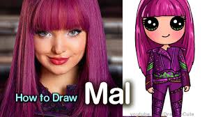 Mal and ben coloring pages. How To Draw Mal Easy Disney Descendants 2 Youtube