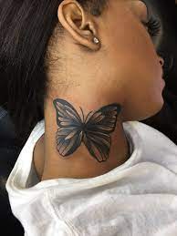 Neck Tattoo On Black Women Girl Neck Tattoos Neck Tattoos Women Butterfly Neck Tattoo