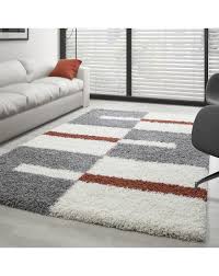 Bestellen sie ihren shaggy teppich günstig & versandkostenfrei. Hochflor Langflor Wohnzimmer Shaggy Teppich Florhohe 3cm Grau Weiss Terrakotta