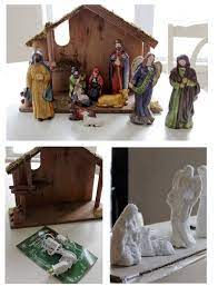 Diy Upcycled Nativity White Spray Paint And Glitter Beautiful The Yellow Cape Cod Diy Christmas Village Nativity Set Diy Nativity
