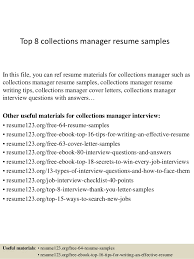 top 8 collections manager resume samples