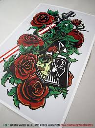 Darth Vader Skull And Roses By Doomcmyk On Deviantart Darth Vader Tattoo Star Wars Tattoo Star Wars Drawings