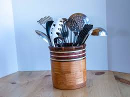 It is a solution for people looking to control and have their kitchen utensils organized in. Decorative Cherry Walnut Purple Heart And Maple Wood Segmented Utensil Holder Hand Turned