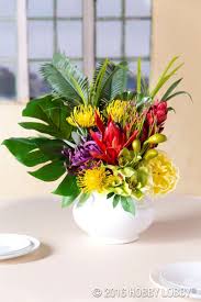 Shop with me at hobby lobby. A Tropical Floral Arrangement Is Not Complete Without Some Lush Island Li Tropical Floral Arrangements Tropical Flower Arrangements Fresh Flowers Arrangements