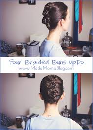 Last week i posted my tutorial for a four strand side braid hairstyle but there are so many ways to wear a four strand braid. Hair Tutorial Four Braided Buns Moda Mama