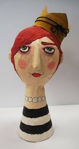 Erika Lancaster Paper Mache Head Sculpture Teacher Example N D Paper Mache And Paint Size Unkno Paper Mache Head Paper Mache Sculpture Paper Mache Crafts