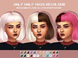 Sims 4 flour half : Cosmiccc S Leahlillith Nightvisionhair Half Half Recolour Mesh Needed