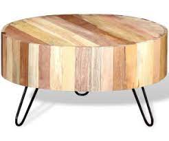 Finished in white milk paint and light distressing this coffee table with its chunky turn legs is made of reclaimed fir barn wood. Vidaxl Round Coffee Table In Reclaimed Wood Ab 153 99 Preisvergleich Bei Idealo De