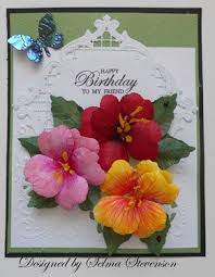 Le Coin Estampage De Selma Jardin Hibiscus De Susan Mon Tutoriel Fleurs En Papier Idees De Cartes Carte Merci