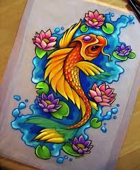 Koi Lotus Commission By 16shokushu On Deviantart Koi Tattoo Design Koi Fish Drawing Colorful Drawings