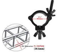 10 Pack Black Truss Clamps, 1-1/2" OD Aluminum Alloy DJ Stage Light Clamp  Hook Fits 1.37"-1.57" OD Pipe with TUV