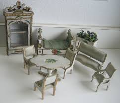 Antique Gottschalk French Miniature Dollhouse Furniture Dresden Trim Blue Silk Dollhouse Furniture Furniture Doll House Crafts