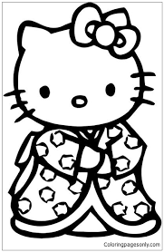 If you like ice skating too, then yu might like to print and colour this picture. Hello Kitty Japanese Kimono Coloring Pages Cartoons Coloring Pages Coloring Pages For Kids And Adults