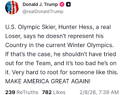 President Trump called Hunter Hess a "loser." The Olympic freeskier qualified for the halfpipe finals where he says he's honored to represent the U.S.