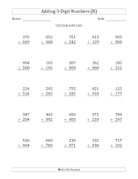 The 3 Digit Plus 3 Digit Addition With Some Regrouping B Ma Subtraction With Regrouping Worksheets Addition And Subtraction Worksheets Subtraction Worksheets
