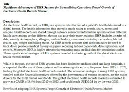 Significant Advantages Of Ehr Systems For Streamlining