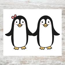 Cute Penguins Kawaii Penguins In Love Kawaii Love Etsy Kawaii Penguin Cute Penguins Penguin Illustration