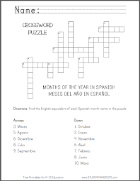 They sharpen your memory and learning skills, which is ideal for learning spanish. Spanish Months Crossword Puzzle Free To Print Pdf File Spanish Months Months Worksheets Crossword