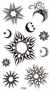 The center of the sun combines a crescent moon that appears to be smiling as tiny little stars and curvy lines sprinkled at the sides render this artwork to perfection. Cheap Star Design Tattoos Find Star Design Tattoos Deals On Line At Alibaba Com