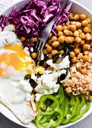 Add the couscous (1 cup), stir, turn off the heat, and cover. Fried Egg Cabbage Couscous Bowl Sugar Salted