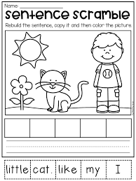 Sentence Scramble Worksheets Kindergarten Literacy Centers Distance Learning Literacy Centers Kindergarten Kindergarten Literacy Sentences Kindergarten