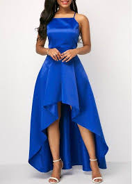 Royal Blue High Low Sleeveless Maxi Dress Rosewe Com Usd 34 47 Royal Blue Bridesmaid Dresses High Low High Low Lace Dress High Low Bridesmaid Dresses