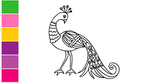 How To Draw A Peacock Peacock Easy Draw Tutorial For Kids Easy Drawings For Kids Drawings Drawing Videos For Kids