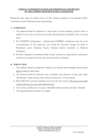 Addressee's information and date of submission. Doc Format Submission Of Research Proposals For Review By The Uniport Research Ethics Committee Researchers May Apply For Ethical Review Of Their Research Proposals To The Research Ethics Committee Using The Following