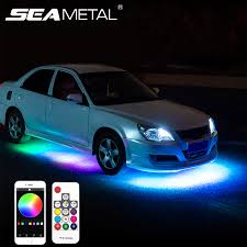 Car Neon Underglow Led Lights Kit Car Interior Ambient Atmosphere Lamp Rgb Color App Remote Control Underbody System Neon Light Decorative Lamp Aliexpress