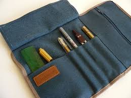 Roll Up Pencil Case Waxed Resined Canvas Blue Roll Up Adults Pencil Case Gift For Him Gift For Her In 2020 Roll Up Pencil Case Diy Pencil Case Pencil Case Gift