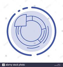 Graph Circle Pie Chart Blue Dotted Line Line Icon Stock