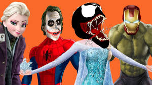 Spiderman mask printable google search spiderman mask. Spiderman Vs Frozen Elsa Surprise Mask Hulk Venom Joker Coloring Pages Dfcc Youtube