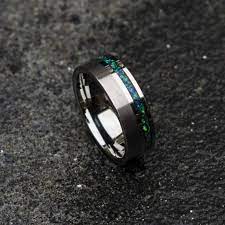 Tungsten Ring For Men Mens Opal Ring Galaxy Opal Male Wedding Ring Crushed Opal Ring Mens Wedding Rin Mens Wedding Rings Tungsten Mens Rings Rings For Men
