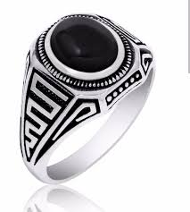 Black And Silver Rings For Women Bague Chevaliere En Argent Massif 925 Serti Cabochon En Pierre Etsy Rings For Men Silver Man Jewelry Rings