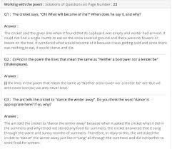 Ncert Solutions For Class 8 English Honeydew The Ant And The Cricket Poem Cricket Poem Class 8 Poems