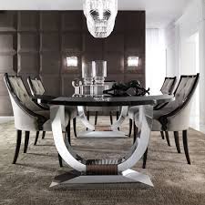 Black lacquer dining room table with 6 chairs. Italian Black Lacquered Chrome Oval Dining Set Juliettes Interiors