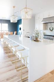 Kitchen Black And Gold Bar Stools Cc And Mike S Modern Eclectic Home Tour Gold Bar Stools Glam Bar Stools White Kitchen Ideas White K Home Decor Kitchen Trendy Kitchen Tile Kitchen Interior